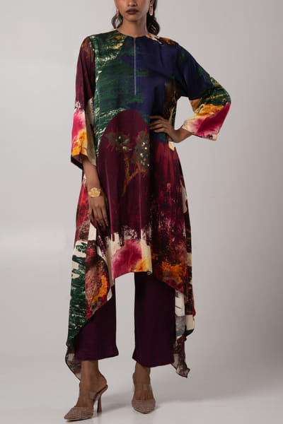 Advait Char asymmetrical printed kurta set ADVJAN25D12600