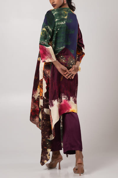 Advait Char asymmetrical printed kurta set ADVJAN25D12600