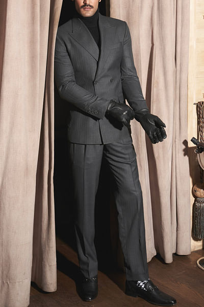 Charcoal grey pinstripe suit set