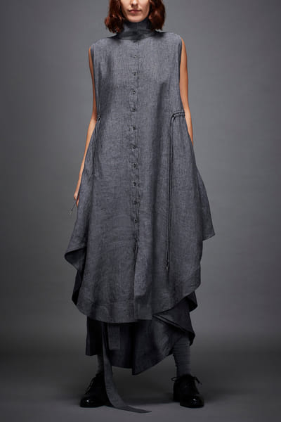 Charcoal grey sleeveless shirt dress