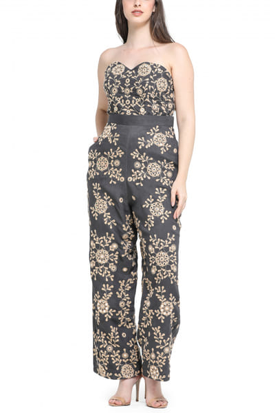 Charcoal mirror embroidered co-ords