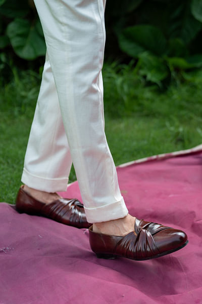 Chocolate brown braided loafers