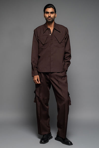 Chocolate polyester trouser