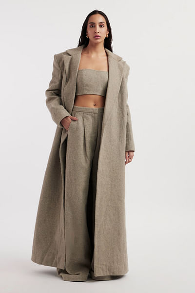 Classic grey wool melton overcoat set
