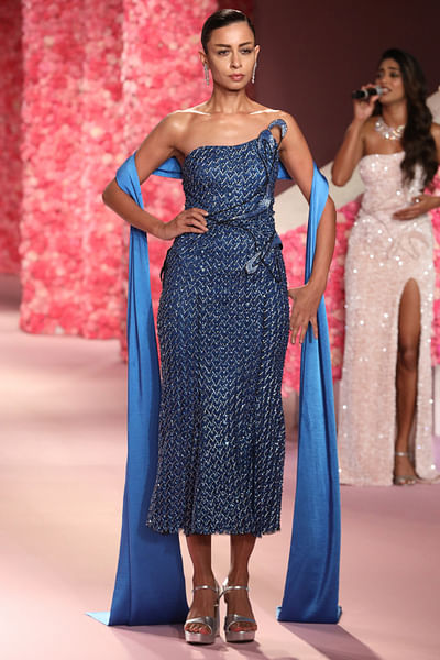 Cobalt blue embellished gown set