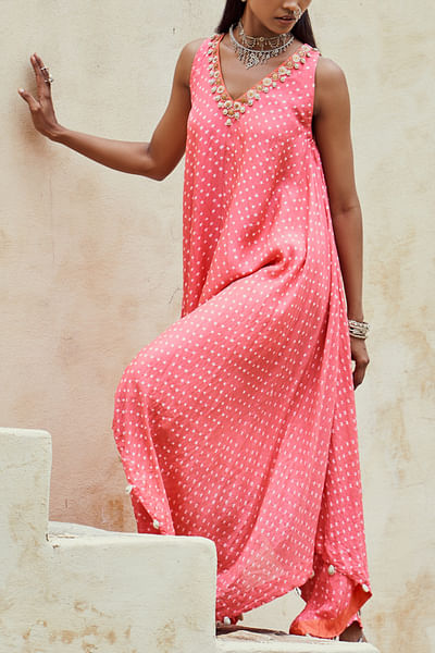 Coral bandhej co-ord set