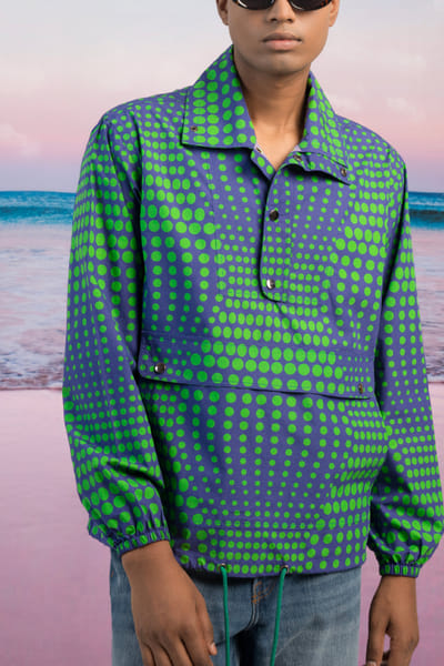 Siddhartha Bansal Cyan and purple illusion printed sweatshirt SDBAUG24D221