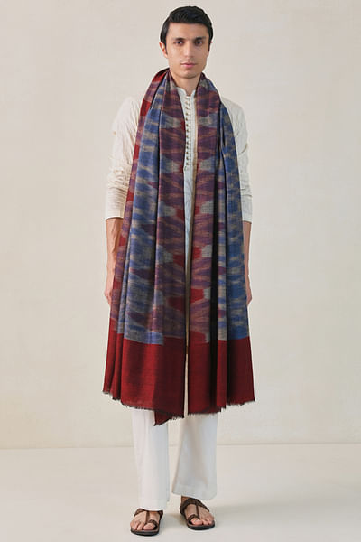 Dark blue ikat dushala