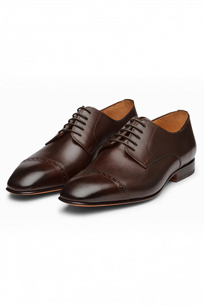 Dark brown brogue derby shoes