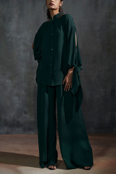 Dark green embroidered co-ords
