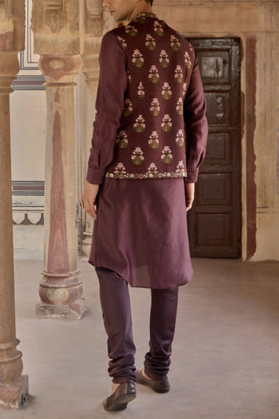 Kalista Dark purple floral printed bandi set KALDEC24D11674