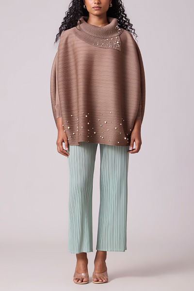 Dark taupe embellished top