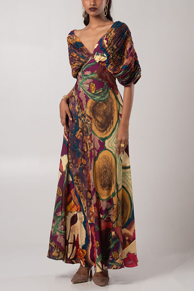 Dawn artsy print pleated dress