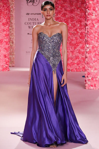 Deep lilac crystal embellished gown