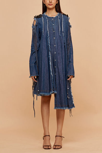 Denim asymmetric dress