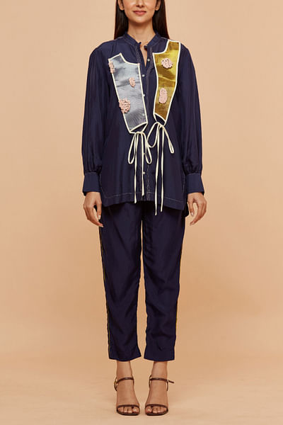 Denim floral embellished co-ords