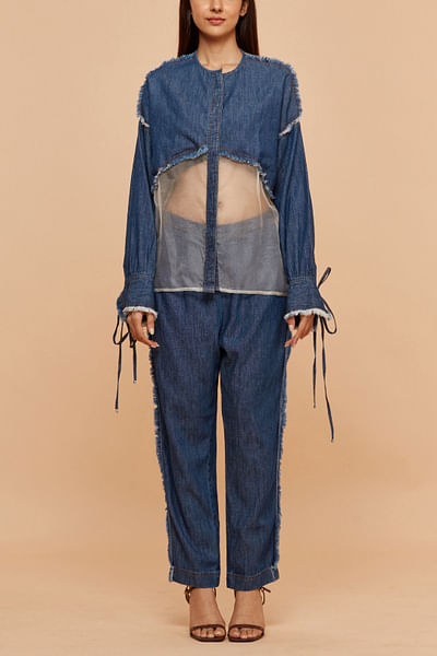 Denim paneled co-ords