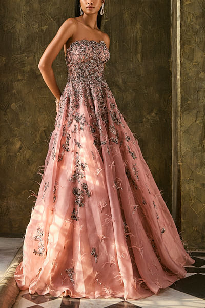 Dusty peach embellished gown