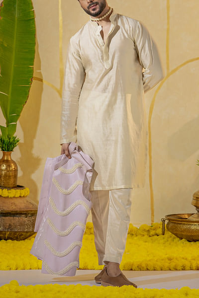 Dusty pearl kurta set