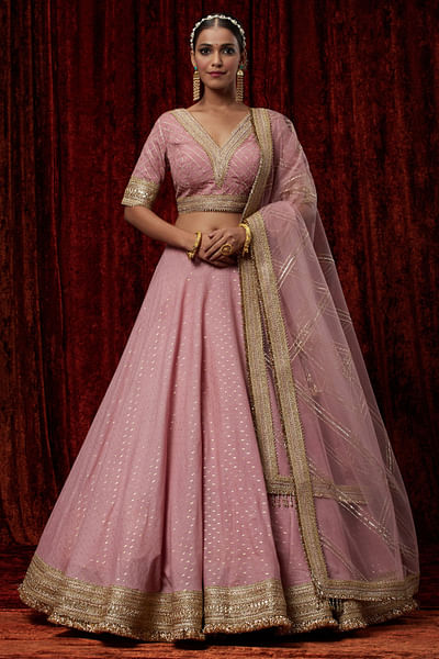 Dusty pink gota embroidered lehenga set