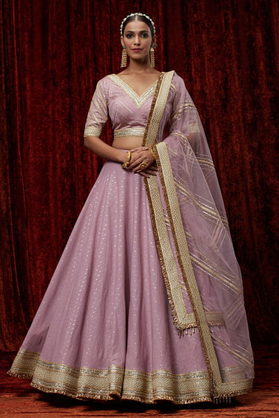 Dusty purple gota embroidered lehenga set