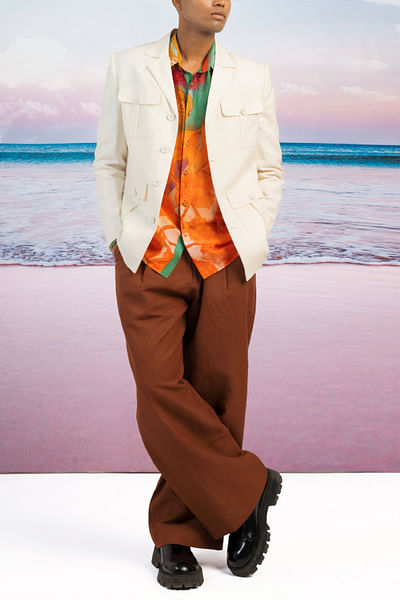 Earthy brown loose fit pant