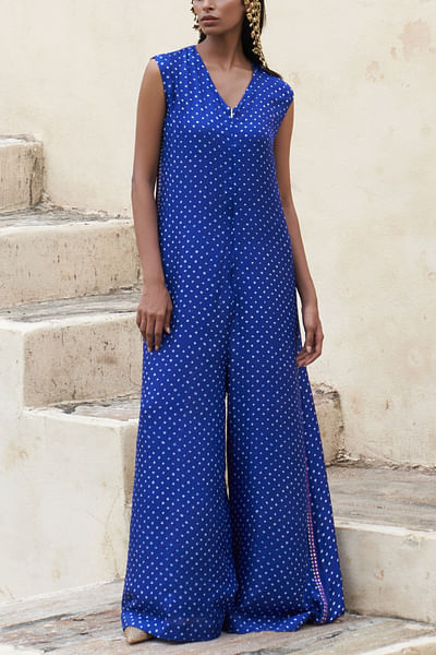 Electric blue bandhani jumpsuit