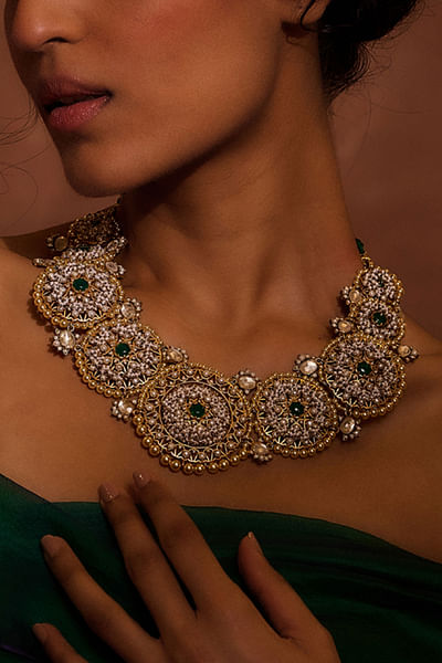 Emerald onyx and zircon necklace