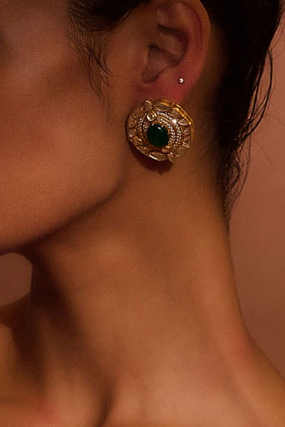 Emerald zircon crystal earrings