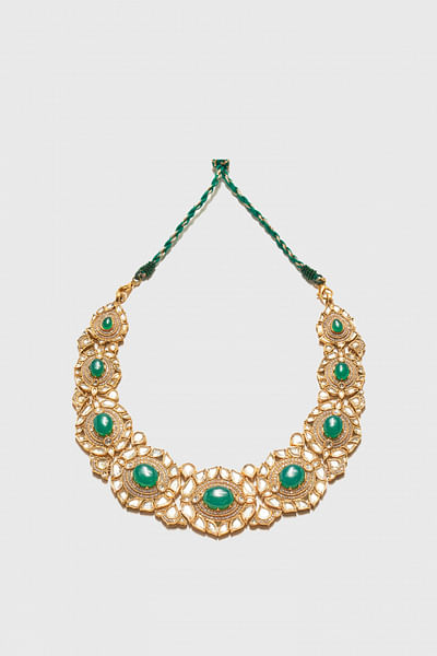 Emerald zircon crystal necklace