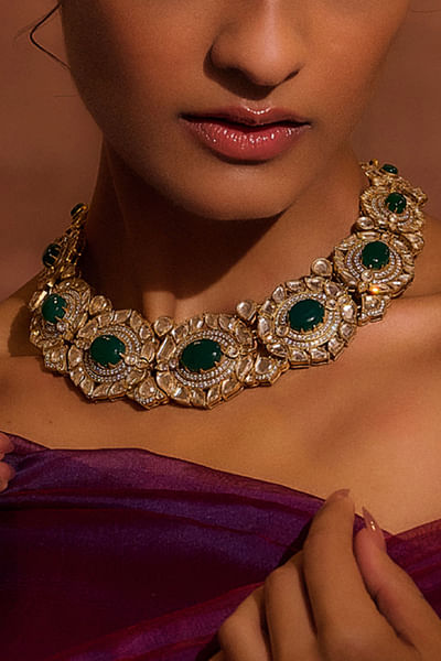Emerald zircon crystal necklace