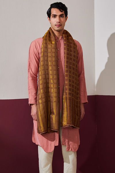 Fawn brown checkered stole