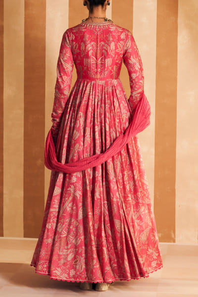 Ridhi Mehra Fuchsia floral printed anarkali set RMFJUL2424