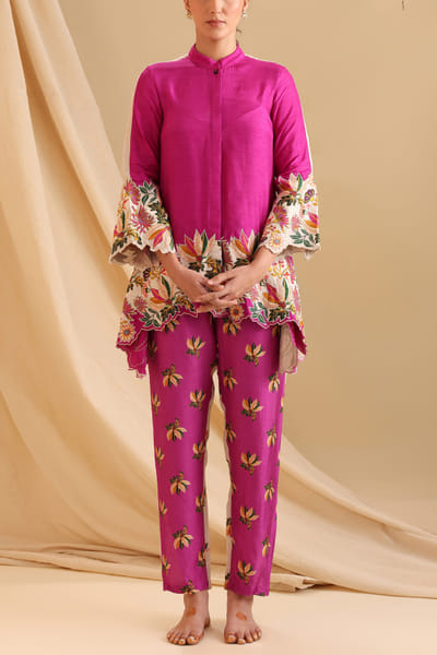 Soup by Sougat Paul Fuchsia floral printed co-ords SSPAUG2435
