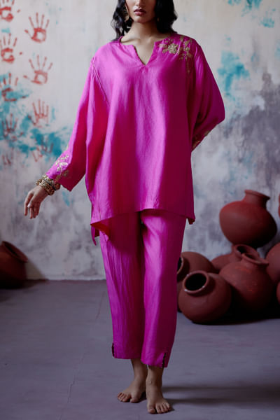 Fuchsia pink kaftan style co-ords