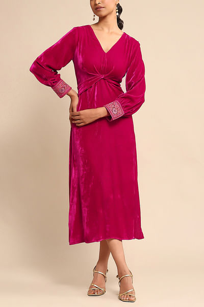 Fuschia tea-length dress