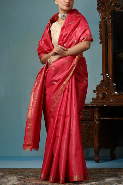 Georgia peach handwoven sari set
