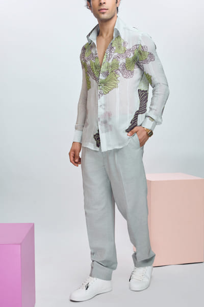 Glass grey straight pants