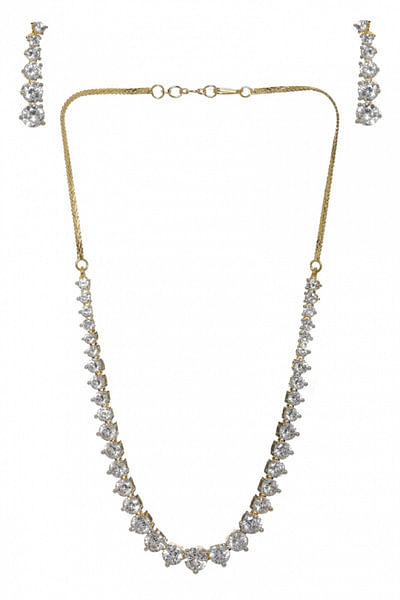 Gold American diamond necklace set