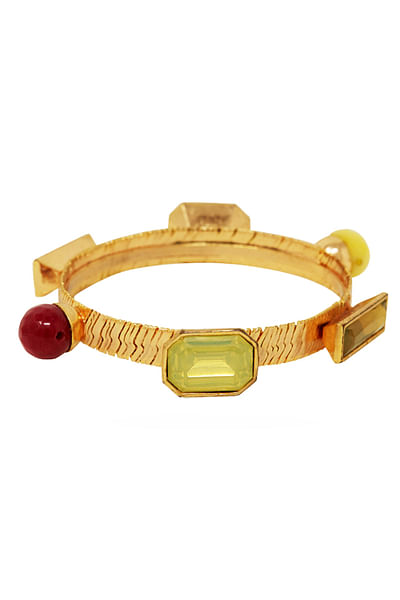 Gold and multicolour Swarovski bangle
