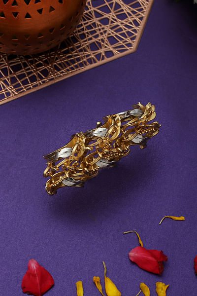Gold and silver finish floral ring
