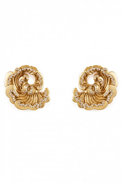 Gold artistic carved statement earrings