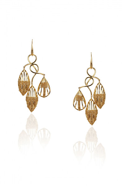 Gold artsy asymmetrical danglers
