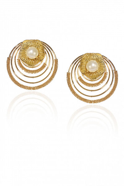 Gold circular stud earrings