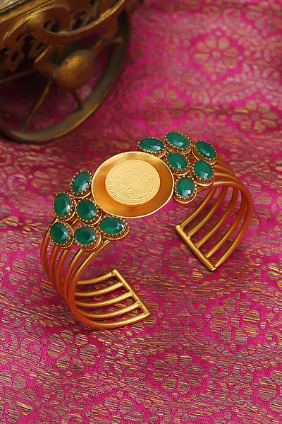 Gold crystal and coin handcuff