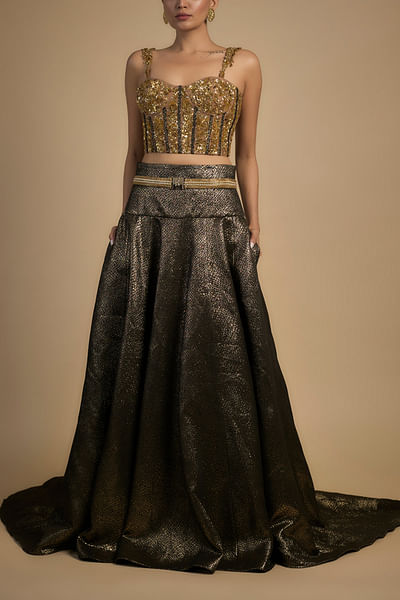 Gold corset lehenga set