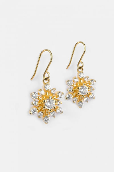 Gold cubic zirconia embellished stud earrings