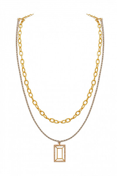 Gold cubic zirconia layered necklace