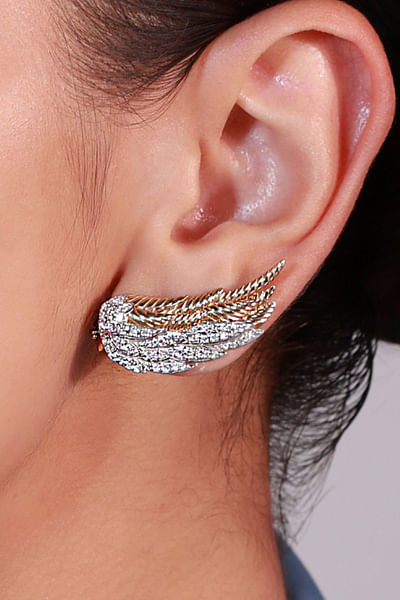 Gold diamond embellished earrings