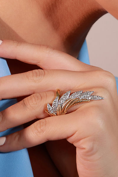 Gold diamond embellished ring